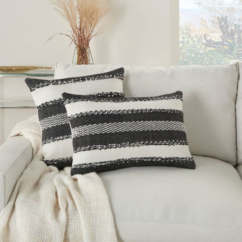 Woven Striped and Dots Indoor/Outdoor Throw Pillow  - Mina Victory, 5 of 9