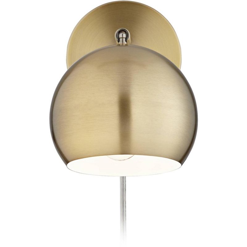 360 Lighting Selena Modern Wall Lamps Set of 2 Warm Brass Plug-in 5 3/4" Fixture LED Pin Up Sphere Shade for Bedroom Bathroom Vanity Living Room House, 5 of 9