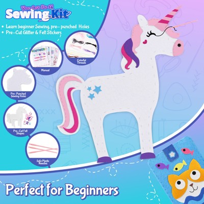 Colorful Unicorn and Friends Miniature Sewing Kit for Kids
