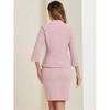 INSPIRE CHIC Women's Business Notched Collar Blazer Pencil Skirts Suit Set 2 Pcs - 3 of 4