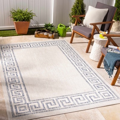 Hauteloom Alen Cream & Blue Indoor & Outdoor Rug