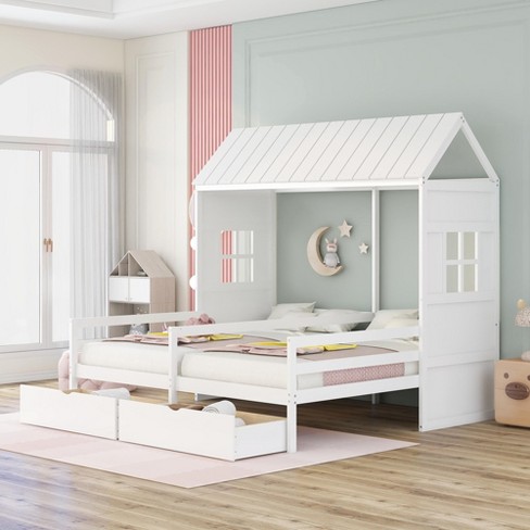  House Bed with Light, Kids Twin Size Montessori House