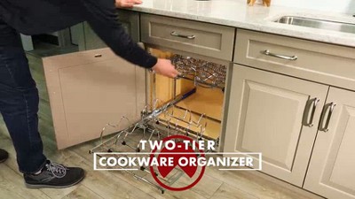 Sleek Chrome 2-Tier Letter & Legal File Drawer Organizer for Base Cabinets