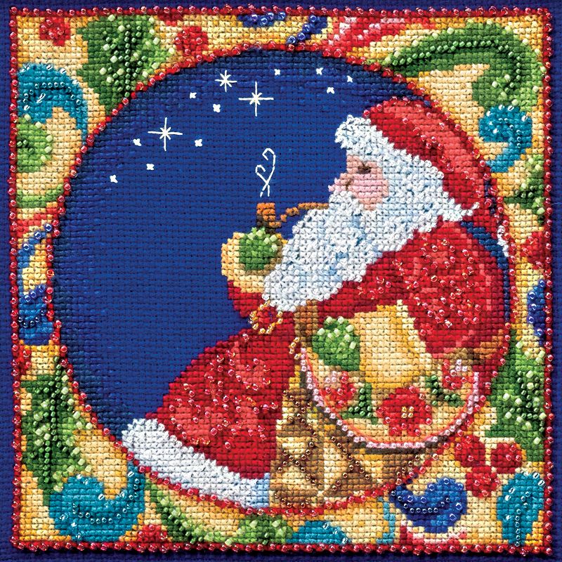 Mill Hill/Jim Shore Counted Cross Stitch Kit 5"X5"-Santa (18 Count), 2 of 3