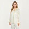 Anna-Kaci Lounge Women's 2-Piece Set Long Sleeve Button Front Top and Matching Relaxed Fit Pants Pajama Set with Contrast Piping - 2 of 4