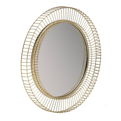 Argus 24" Round Gold Metal Sunbeam Wall Mirror