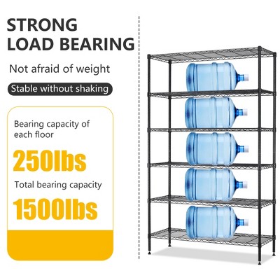 Black Heavy Duty 6-Tier Adjustable Metal Wire Shelving Unit