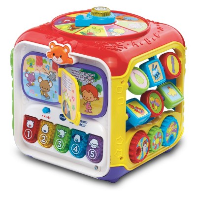 Alcoon Activity Cube 6 in 1 Multipurpose Play Center for Kids Toddlers Busy Learner Cube with Shapes Maze Music Gears Clock Educational Game Toys 
