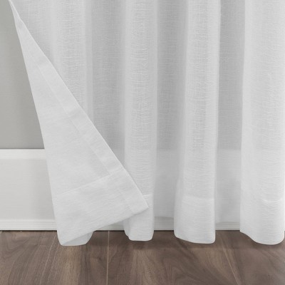84" White Sheer Polyester Linen Rod Pocket Curtain Panel