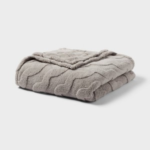 Wavy Jacquard Plush Blanket - Room Essentials™ - 1 of 3