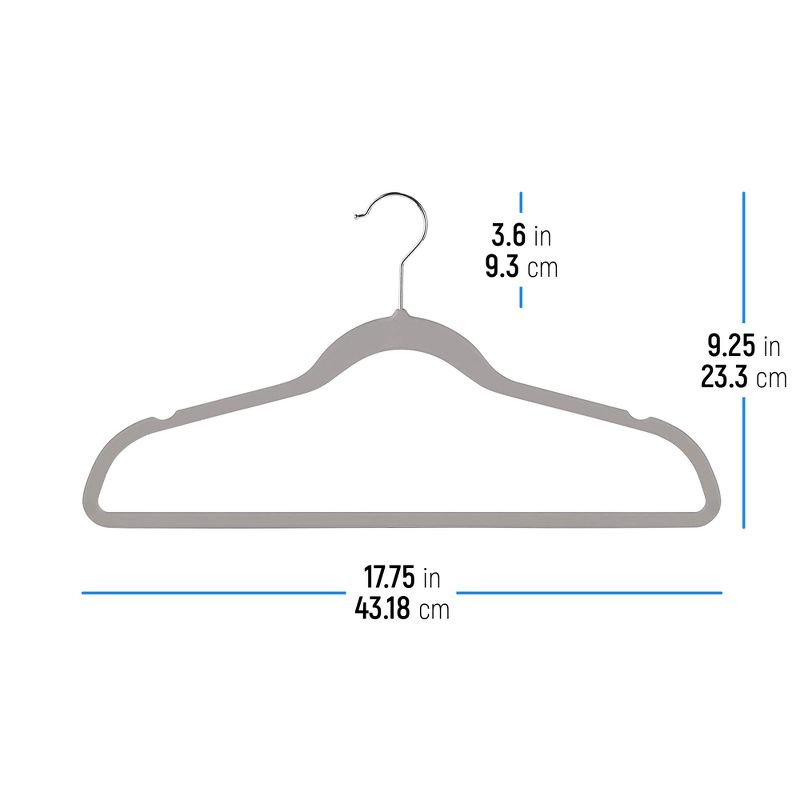 OSTO 50-Pack Rubber-Coated Plastic Clothes Hangers; Space-Saving, Anti-Slip, & Heavy-Duty Adult Hangers, Notches and Swivel Hook, 4 of 5