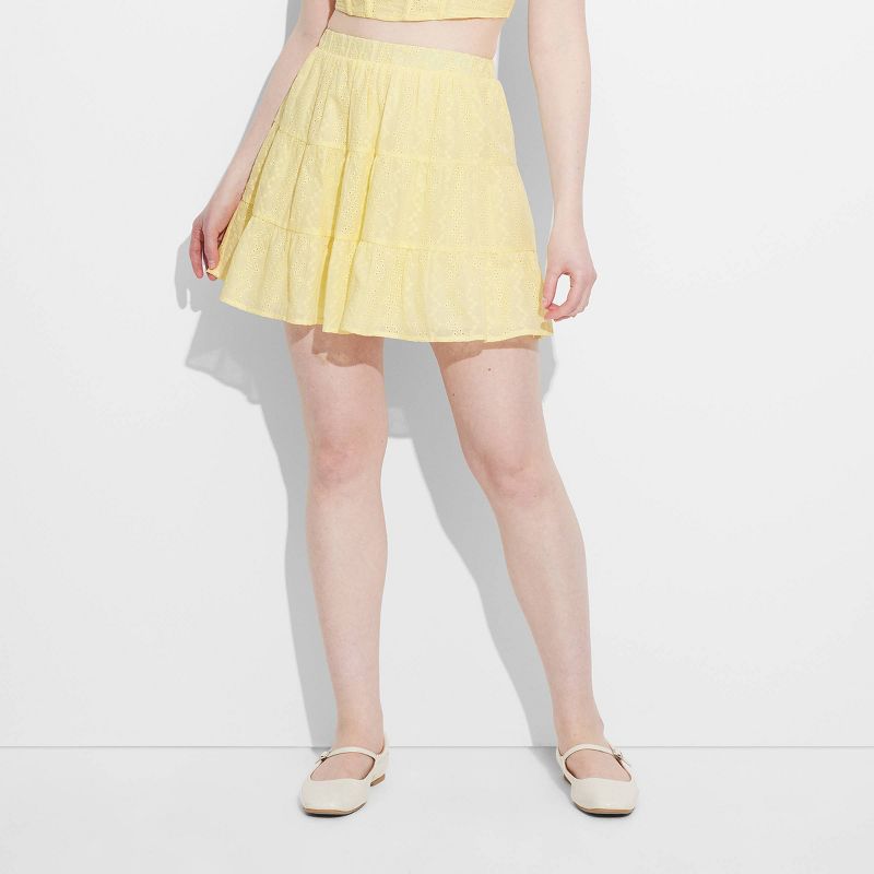 Women's Tiered Eyelet Mini Skirt - Wild Fable™, 3 of 11