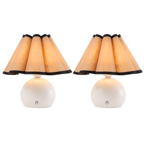 JONATHAN Y Billie Classic Vintage Scalloped Shade Regarcheable/Cordless Dimmable Integrated LED Table Lamps - 1 of 4