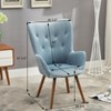 TOAOTBNBO Velvet Tufted Modern Armchair with Wooden Legs, Office Armchair with Plush Cushion, Comfy Upholstered Wingback Arm Chair - 3 of 4