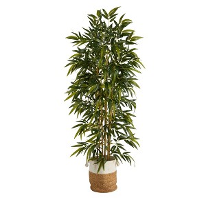 Nearly Natural 75-in Bamboo Artificial Tree in Handmade Natural Jute and Cotton Planter - 1 of 4
