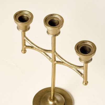 Antique Brass Scalloped Tabletop Christmas Candelabra