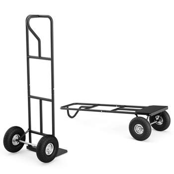 Costway Heavy Duty Hand Truck 660lbs Capacity Trolley Cart with  Foldable Nose Plate Black/Red