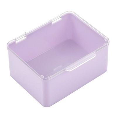 mDesign Plastic Cosmetic Vanity Storage Organizer Box, Hinge Lid, 4 Pack, Clear