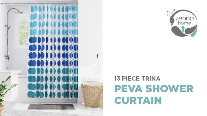 13pc Trina Dot PEVA Shower Curtain and Rings Set - Zenna Home, 2 of 8, play video