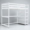 Twin Size Loft Bed with Desk and Storage Shelves, Space-Saving Wooden Frame with Guardrails - 3 of 4
