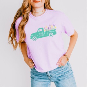 Simply Sage Market Women's Spring Truck Short Sleeve Relaxed Fit Cropped Tee - 1 of 4