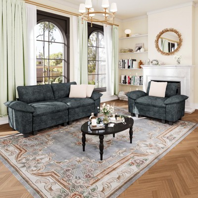 Captiva Designs 2-Piece Cloud Modular Sectional Sofa, 3-Seater Loveseat Couch for Living Room