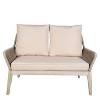 Moda Furnishings Acacia Wood Patio Outdoor Loveseat Sofa With Beige Cushions - 4 of 4