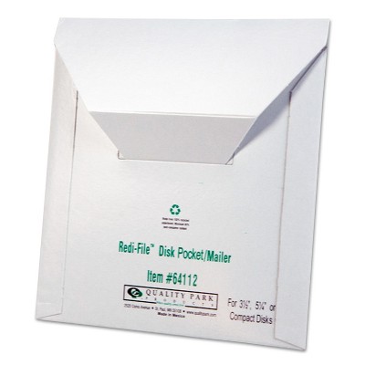 Quality Park Redi File Disk Pocket Mailer 6 x 5 7/8 Recycled White 10/Pack 64112