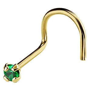 Jewelry Avalanche 22G 14K Gold Nose Screw Nose Stud with Emerald Gemstone - 1 of 2