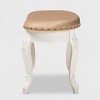 Gabrielle Velvet Fabric Upholstered Wood Vanity Ottoman Sand/White/Gold - Baxton Studio: French-Inspired, Brass Nailhead Detail, Cabriole Legs - 3 of 4