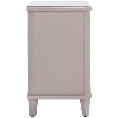 Transitional White Wood and Metal Nightstand with 3 Storage Drawers