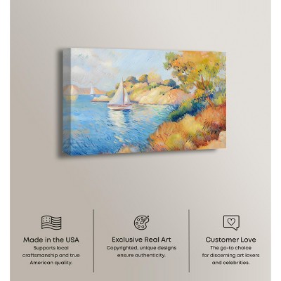 Sail Off In The Morning Blue and Orange Canvas Wall Art