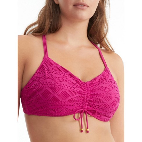 Neon Pink Brandi Bralette, Sporty & Adjustable Bikini Top
