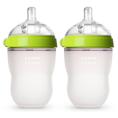 Comotomo Silicone Bottle 8-Oz (2 Pack)- Green