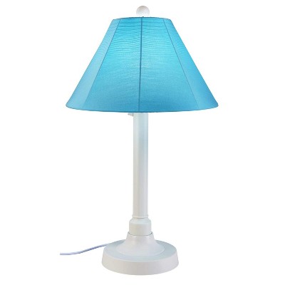 Patio Living Concepts San Juan 34 Table Lamp 38111 with 2 white body and canvas Aruba Sunbrella shade fabric