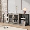 TV with Storage Cabinet and Mesh Doors, Wood Rustic TV Console, 2 Tier TV Table for Living Room Bedroom Office, Media Cabinet - 2 of 4