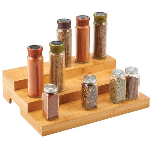 Mdesign Bamboo Kitchen 3 tier Spice Rack Food Storage Organizer