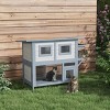 2 Tier Outdoor Cat House with Escape Door and Jump Platform,Weatherproof Wooden Shelter for Feral Cats with Asphalt Roof for Backyard - LAOTIES - 2 of 4