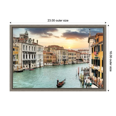 Gran Canal Italy Vintage Canvas Print with Graywash Frame