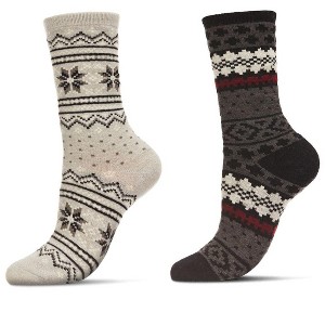 2 Pair Women's Fairisle Cashmere Socks - 1 of 3