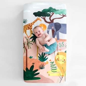 Rookie Humans In The Savanna 100% Cotton Fitted Crib Sheet.