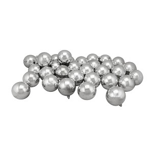 Northlight Shiny Shatterproof Christmas Ball Ornaments 3.25" (82mm) - Silver - 32ct - 1 of 3