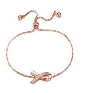 Guili Elegant Sterling Silver 18K Rose Gold Plated Bracelet with Clear Cubic Zirconia Loops – Sparkling, Timeless Design for a Luxe and Refined Look - 1 of 3