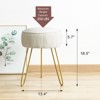Arceso Pleated Vanity Stool, Velvet Ottoman with Metal Legs, Round Footrest for Bedroom & Makeup Room - 3 of 4