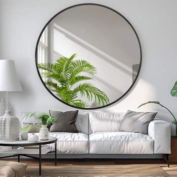 Neutypechic Oversized Round Mirror Metal Framed Decorative Wall Mirror
