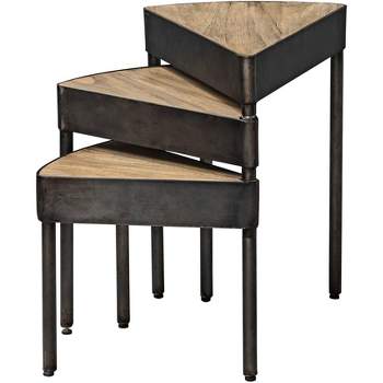 Uttermost Modern Antique Gold Square Accent Tables Set of 2 10 1/4" Wide Scandinavian Gloss White Walnut Tabletop for Living Room