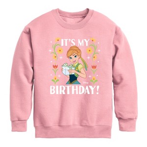 Boys' - Disney - Anna It's My Birthday Graphic Long Sleeve Fleece Sweatshirt - 1 of 3