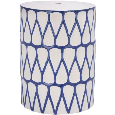 Wallis Garden Stool  - Blue/White - Safavieh