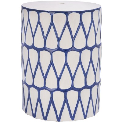 Wallis Garden Stool  - Blue/White - Safavieh