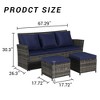 3-Piece Outdoor Cnversation Sofa Set with Two Ottoman, All-Weather PE Wicker Rattan - 2 of 4